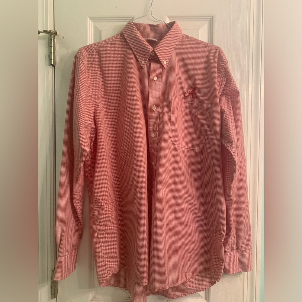 COLLEGE WORLD Alabama Gingham Button Down Shirt | Crimson & White | Men’s Large